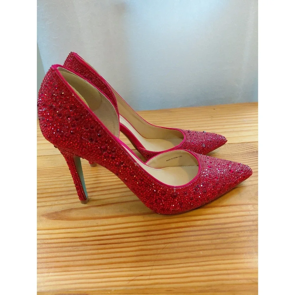 Red Heels Size 4 Or Big Kids/Youth Size 2 Hazel Rhinestone Glamorous Heels